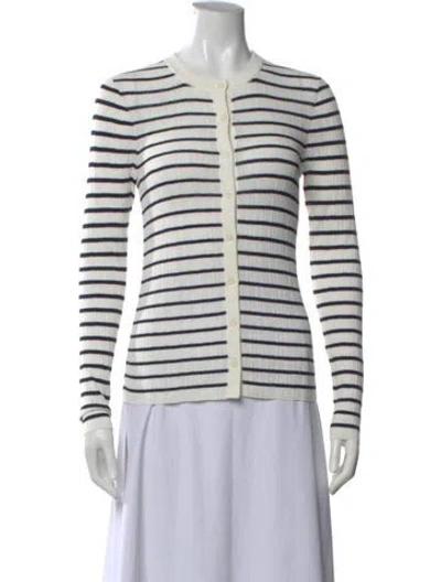 Pre-owned A.l.c Striped Crew Neck Button-up Top In Multi