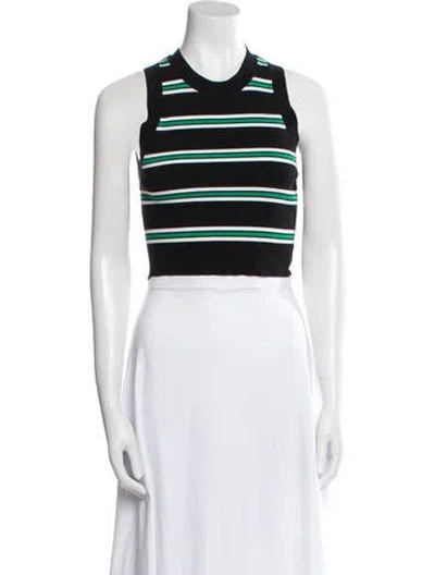 Pre-owned A.l.c Striped Crew Neck Crop Top In White