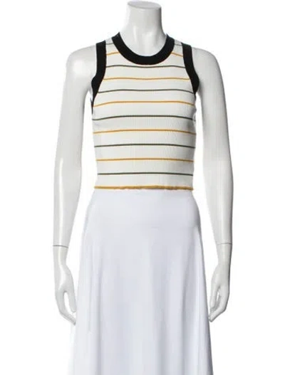 Pre-owned A.l.c Striped Crew Neck Crop Top In White