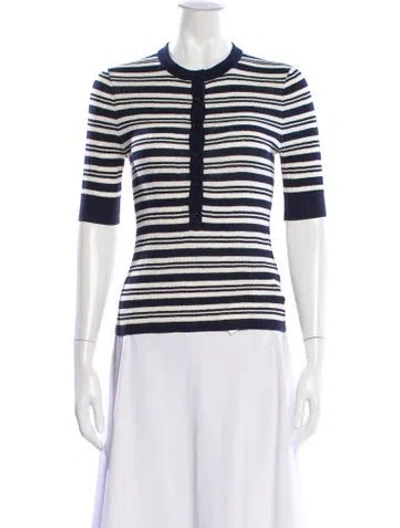 Pre-owned A.l.c Striped Crew Neck Sweater In Black