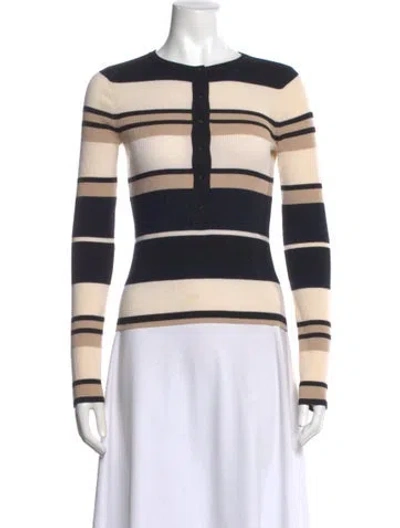 Pre-owned A.l.c Striped Crew Neck Sweater In Black