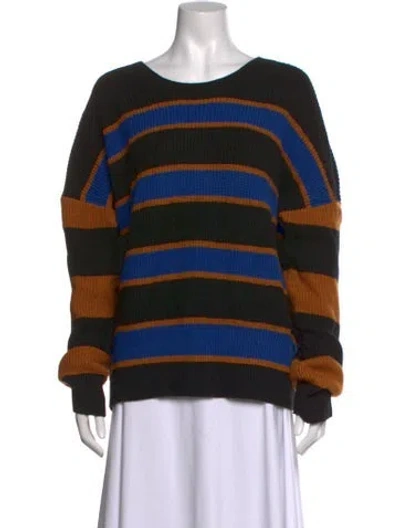 Pre-owned A.l.c Striped Crew Neck Sweater In Black