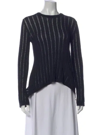 Pre-owned A.l.c Striped Crew Neck Sweater In Black