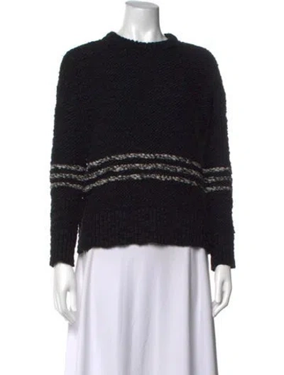 Pre-owned A.l.c Striped Crew Neck Sweater In Black