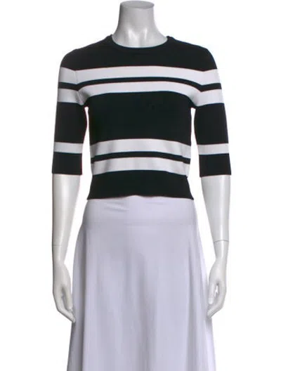 Pre-owned A.l.c Striped Crew Neck Sweater In Black