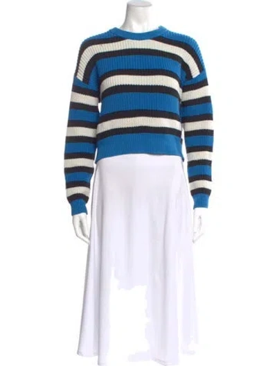 Pre-owned A.l.c Striped Crew Neck Sweater In Blue