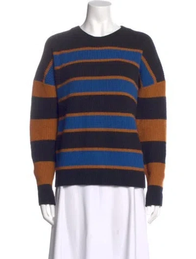 Pre-owned A.l.c Striped Crew Neck Sweater In Blue