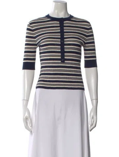 Pre-owned A.l.c Striped Crew Neck Sweater In Blue