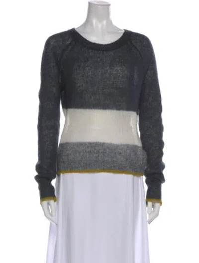 Pre-owned A.l.c Striped Crew Neck Sweater In Blue