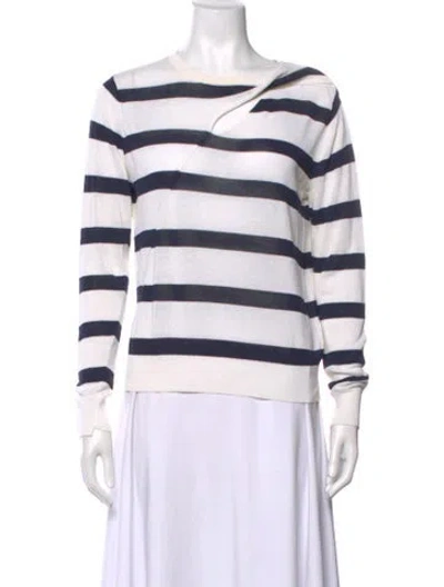 Pre-owned A.l.c Striped Crew Neck Sweater In Blue/white