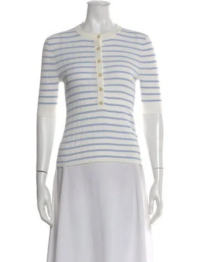 Pre-owned A.l.c Striped Crew Neck Sweater In Green