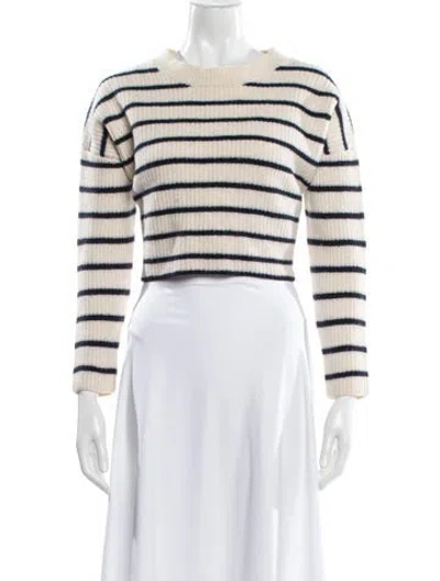 Pre-owned A.l.c Striped Crew Neck Sweater In Neutral