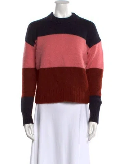 Pre-owned A.l.c Striped Crew Neck Sweater In Pink