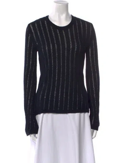 Pre-owned A.l.c Striped Crew Neck Top In Black