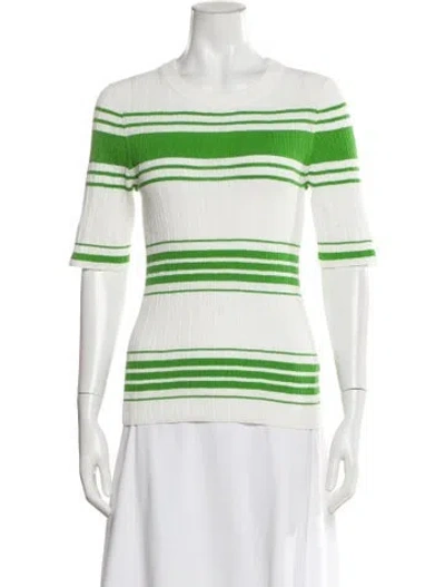 Pre-owned A.l.c Striped Crew Neck Top In Green
