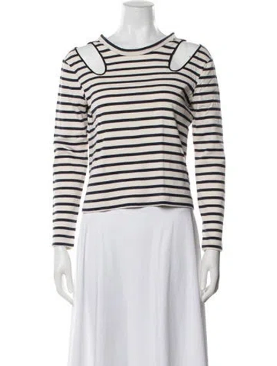 Pre-owned A.l.c Striped Crew Neck Top In Neutral