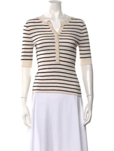 Pre-owned A.l.c Striped Crew Neck Top In Neutral