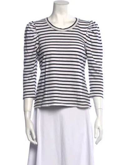 Pre-owned A.l.c Striped Crew Neck Top In White