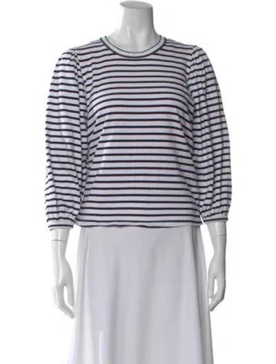 Pre-owned A.l.c Striped Crew Neck Top In White