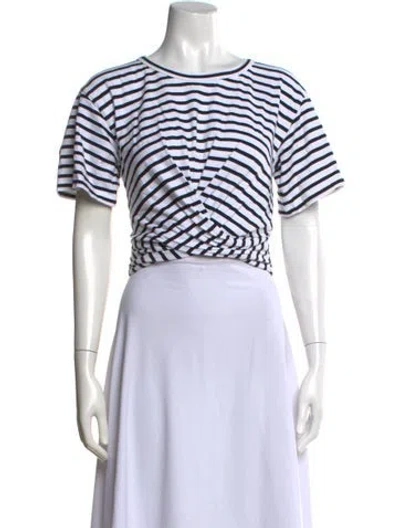 Pre-owned A.l.c Striped Crew Neck Top In White
