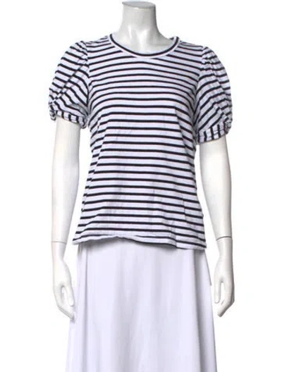Pre-owned A.l.c Striped Crew Neck T-shirt In Black/white