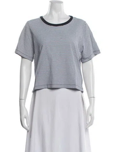 Pre-owned A.l.c Striped Crew Neck T-shirt In Black/white
