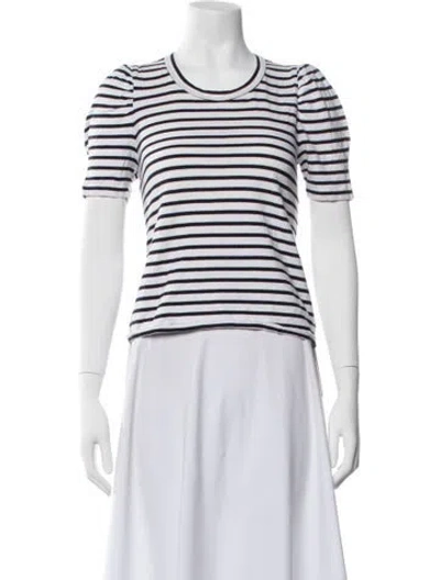 Pre-owned A.l.c Striped Crew Neck T-shirt In Blue/white