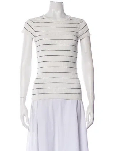 Pre-owned A.l.c Striped Crew Neck T-shirt In Neutral