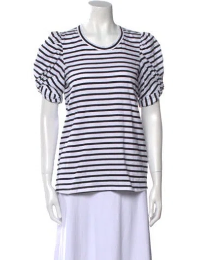 Pre-owned A.l.c Striped Crew Neck T-shirt In White