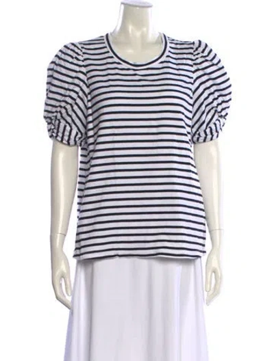Pre-owned A.l.c Striped Crew Neck T-shirt In White