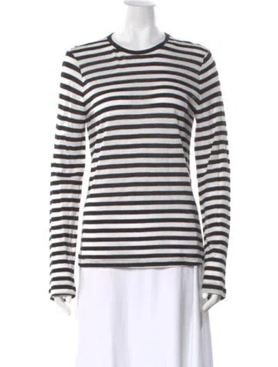 Pre-owned A.l.c Striped Crew Neck T-shirt In White