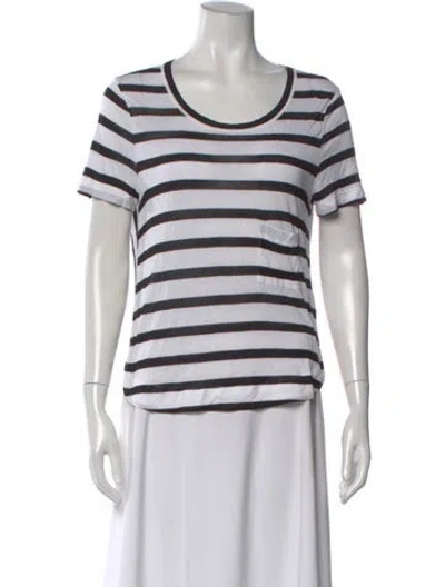 Pre-owned A.l.c Striped Crew Neck T-shirt In White