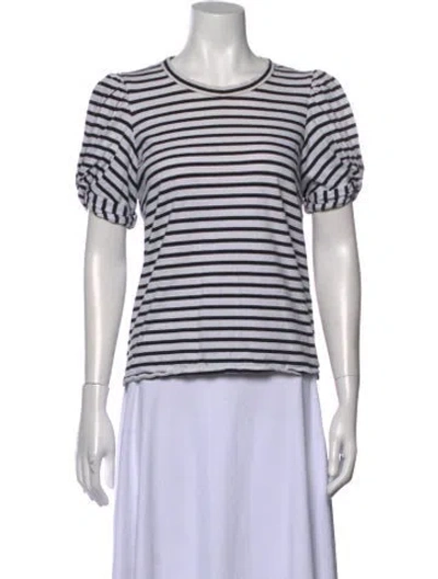 Pre-owned A.l.c Striped Crew Neck T-shirt In White