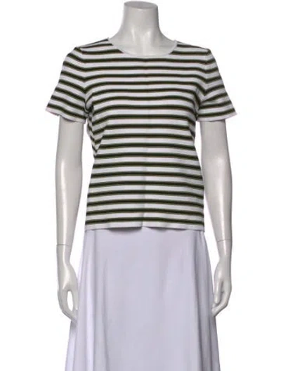 Pre-owned A.l.c Striped Crew Neck T-shirt In White