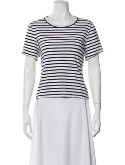 Pre-owned A.l.c Striped Crew Neck T-shirt In White