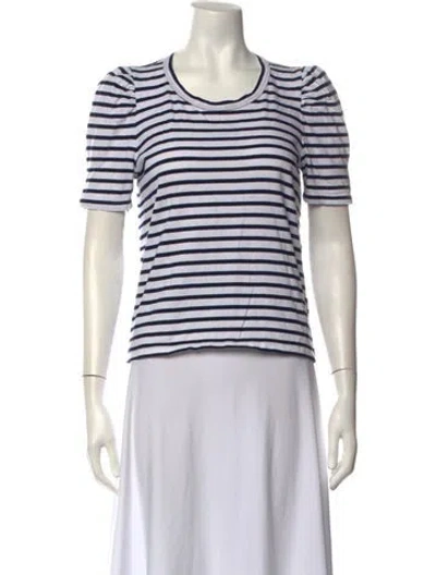Pre-owned A.l.c Striped Crew Neck T-shirt In White