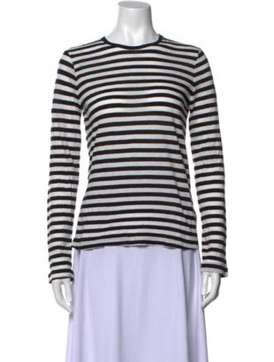 Pre-owned A.l.c Striped Crew Neck T-shirt In White