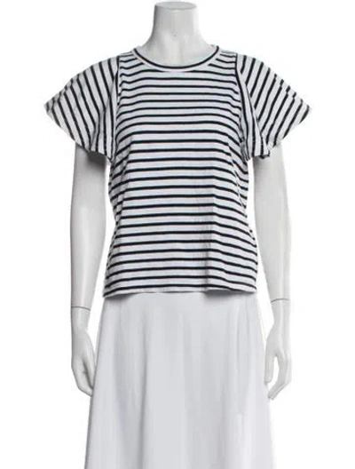 Pre-owned A.l.c Striped Crew Neck T-shirt In White