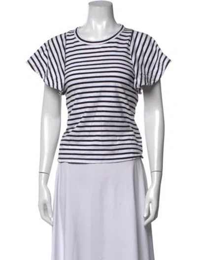 Pre-owned A.l.c Striped Crew Neck T-shirt In White
