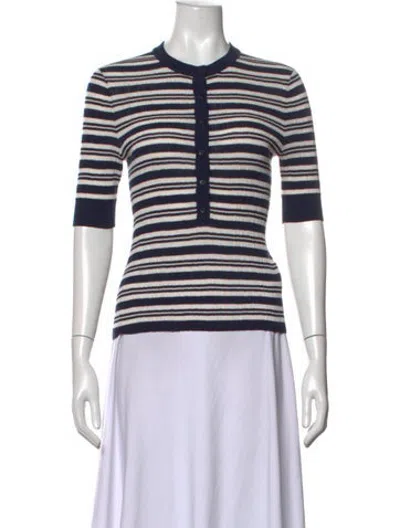 Pre-owned A.l.c Striped Crew Neck T-shirt In White