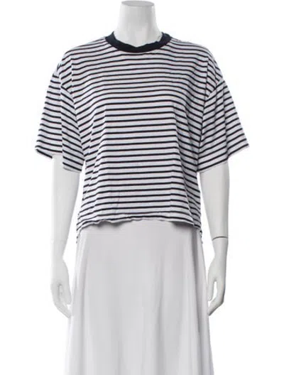 Pre-owned A.l.c Striped Crew Neck T-shirt In White
