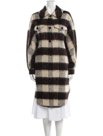 Pre-owned A.l.c Striped Faux Fur Coat In Brown