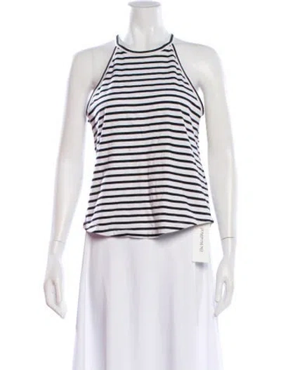 Pre-owned A.l.c Striped Halterneck Top In White
