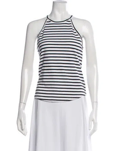 Pre-owned A.l.c Striped Halterneck Top In White