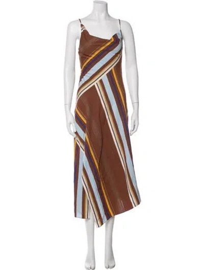 Pre-owned A.l.c Striped Long Dress In Brown