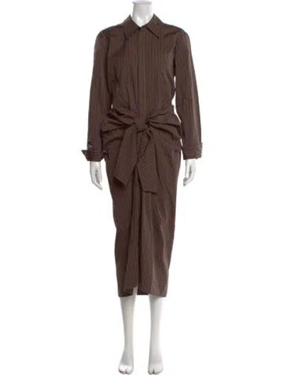 Pre-owned A.l.c Striped Long Dress In Brown