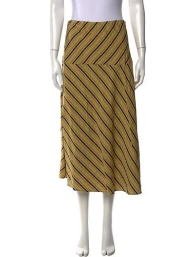 Pre-owned A.l.c Striped Long Skirt In Yellow