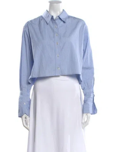 Pre-owned A.l.c Striped Long Sleeve Button-up Top In Blue