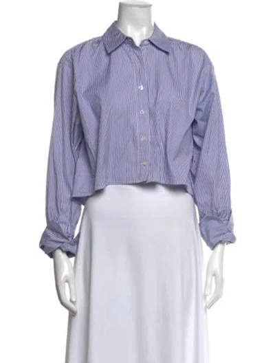 Pre-owned A.l.c Striped Long Sleeve Button-up Top In Blue