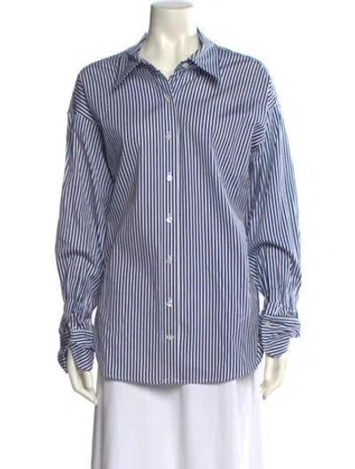 Pre-owned A.l.c Striped Long Sleeve Button-up Top In Multi